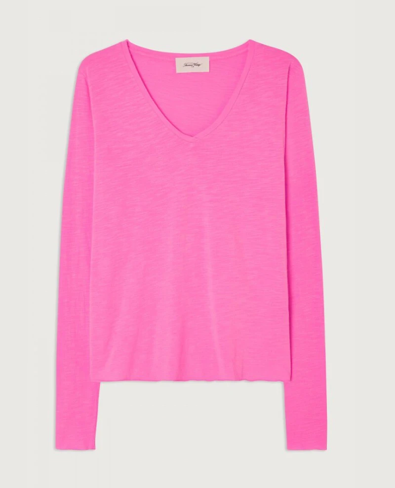 American Vintage Jacksonville Fluro Rose Long Sleeve T-Shirt