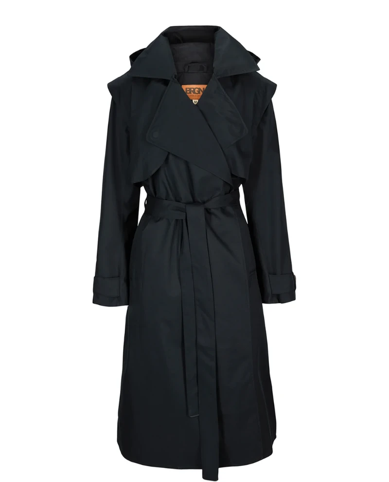 BRGN Regndrape Black Trench Coat - Image 2