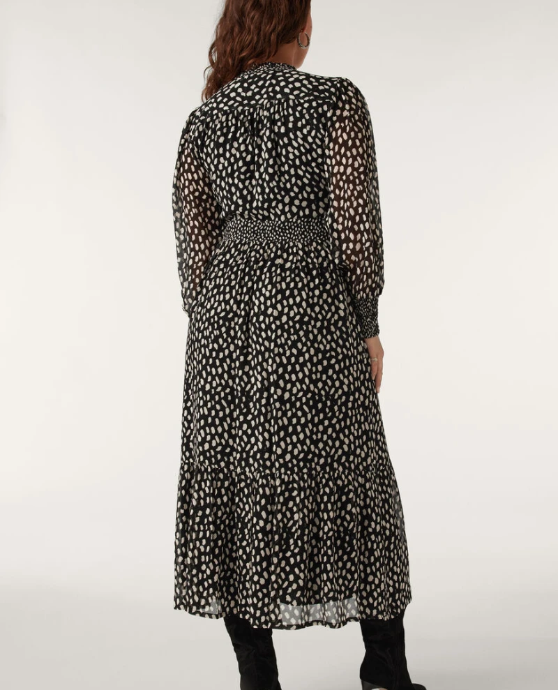 Ba&sh Bianca Black Spotty Midi Dress - Image 4