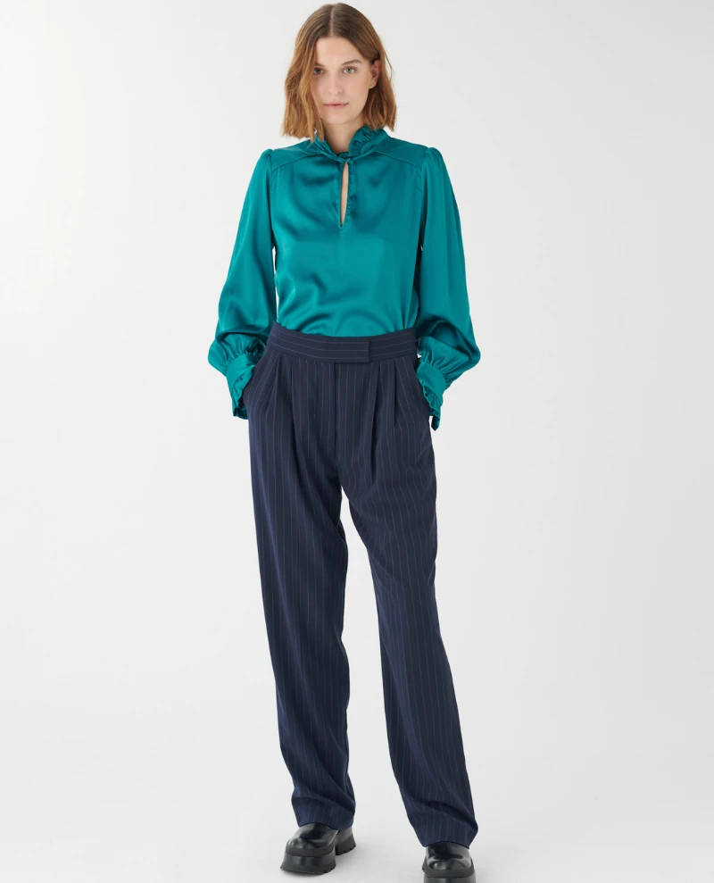 Dea Kudibal Rinina Blue Pinstripe Pleated Trousers