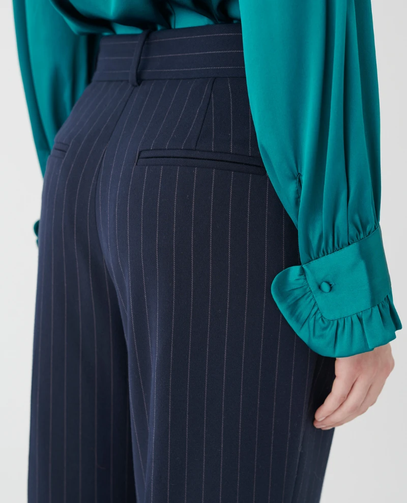 Dea Kudibal Rinina Blue Pinstripe Pleated Trousers - Image 3