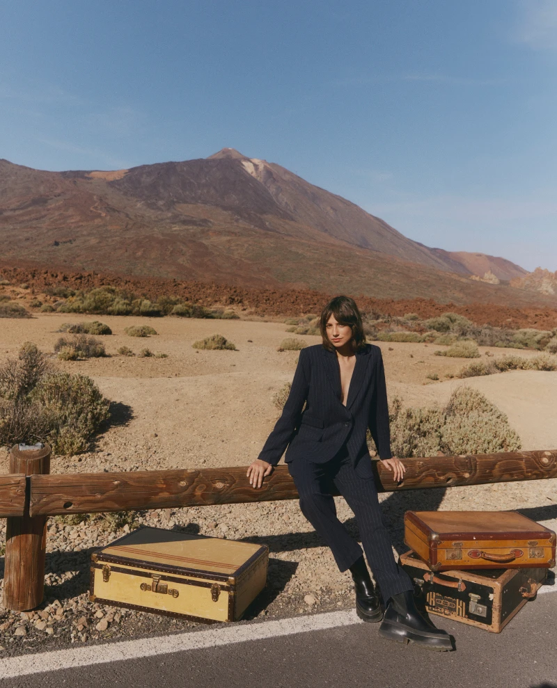 Dea Kudibal Rinina Blue Pinstripe Pleated Trousers - Image 2