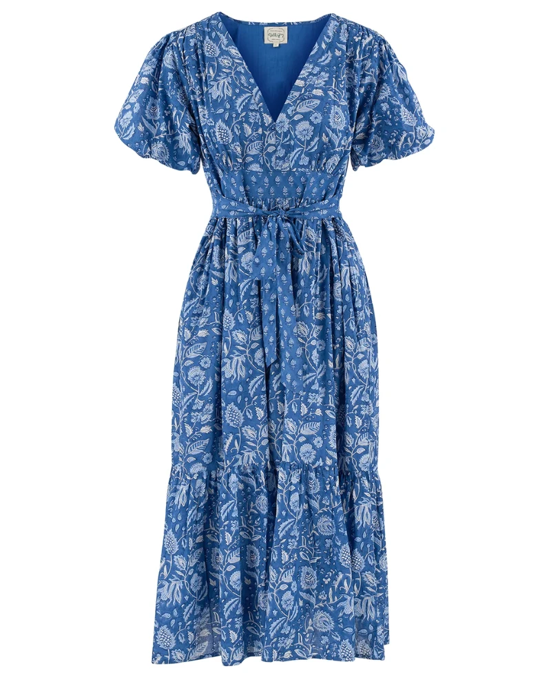 Dilli Grey Florentina V-Neck Patta Blue Dress - Image 4