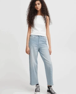 Ichi Cilk Washed Blue Stripe Trouser