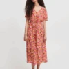 Ichi Vera Carmine Flower Dress