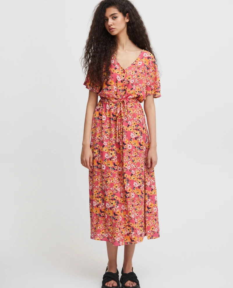 Ichi Vera Carmine Flower Dress