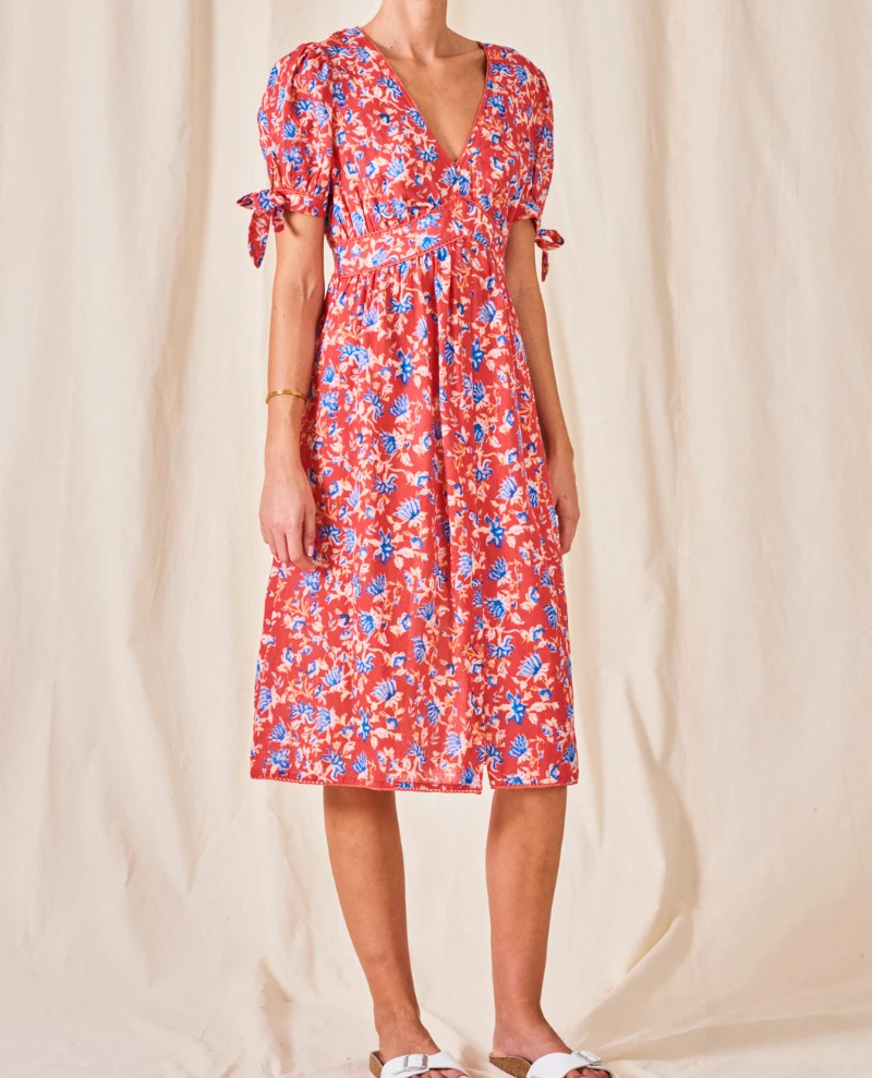 Mabe Ria Print Red Midi Dress - Image 5