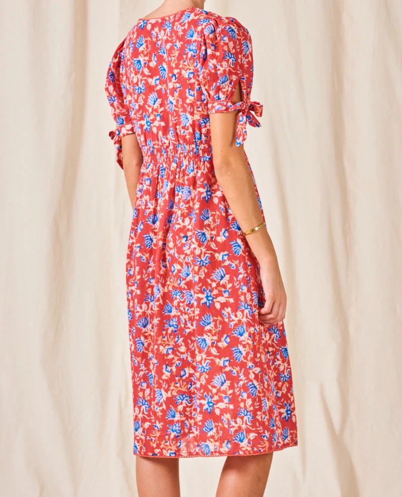 Mabe Ria Print Red Midi Dress - Image 3