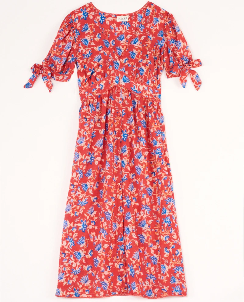 Mabe Ria Print Red Midi Dress - Image 4