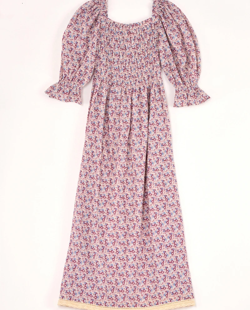 Mabe Derby Print Shirred Multicolor Midi Dress - Image 7