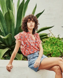 Mabe Ria Print Red Top