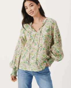 Part Two Namis Green Floral Blouse