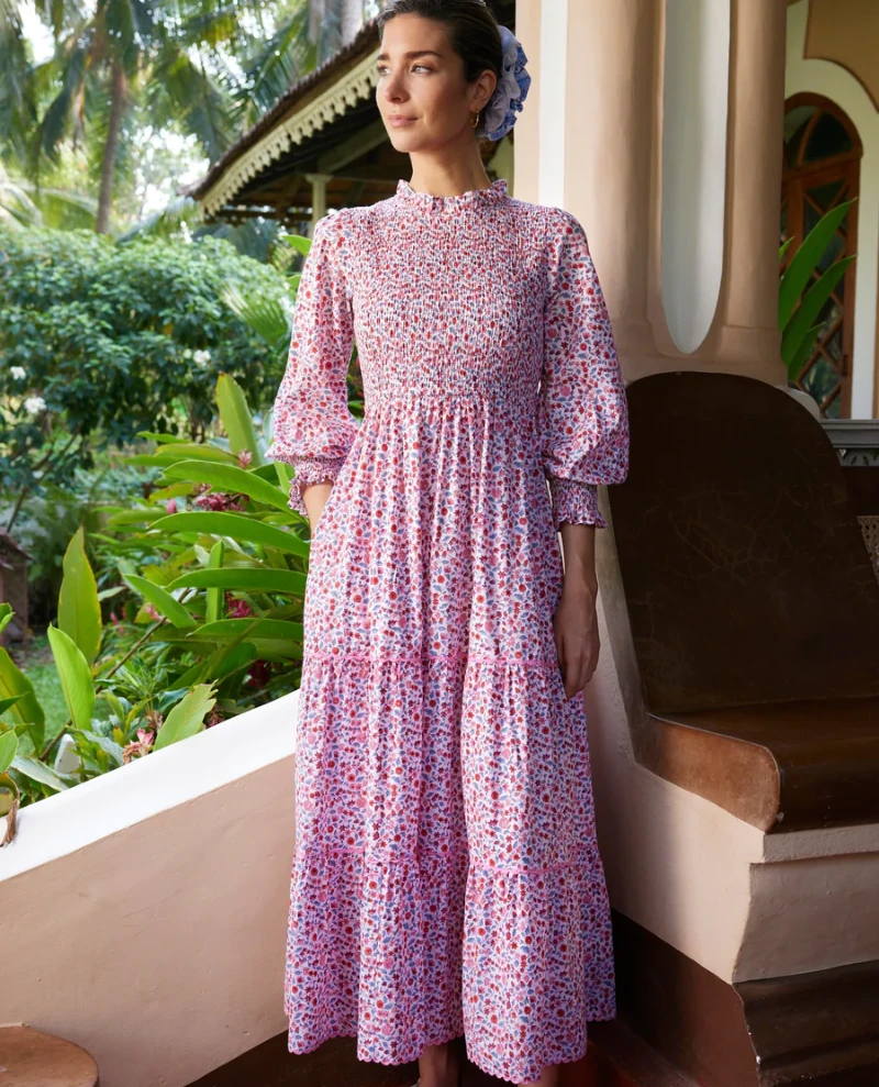 Pink City Prints Isabel Scarlet Forest High Neck Dress