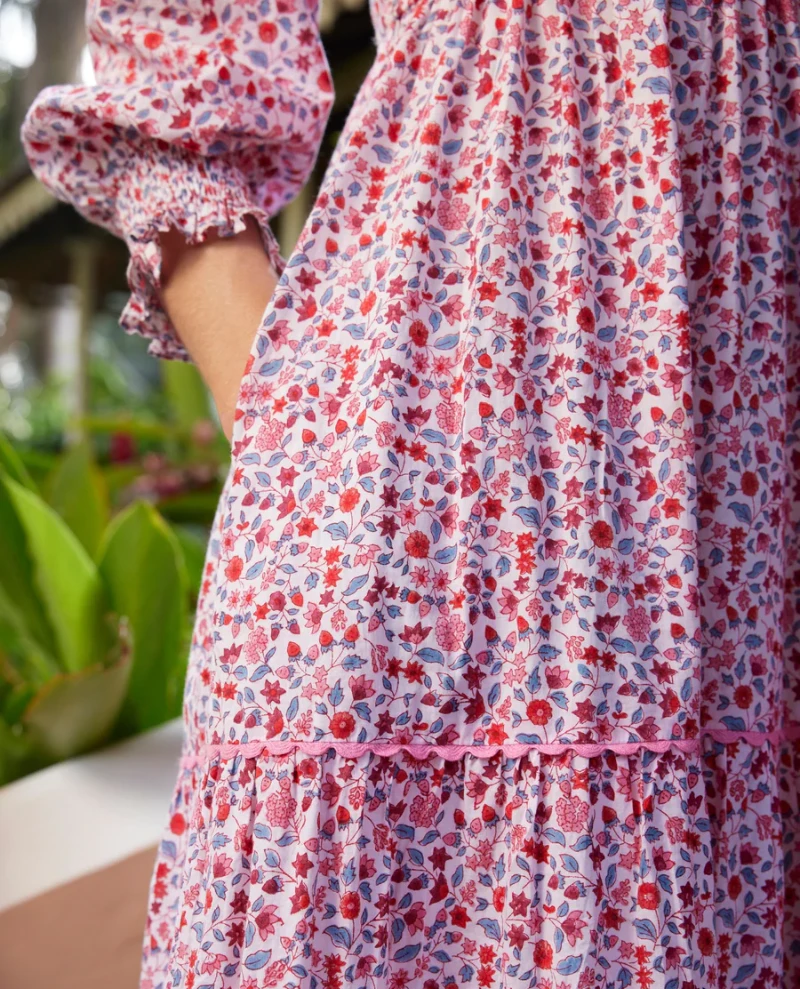 Pink City Prints Isabel Scarlet Forest High Neck Dress - Image 4