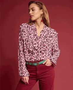 Pom Amsterdam Leopard Pink Blouse