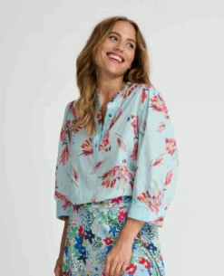 Pom Amsterdam Mia Parrots Blue Blouse