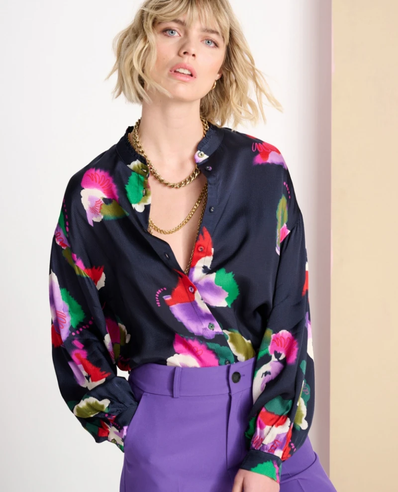 Pom Amsterdam Violets Blue Blouse
