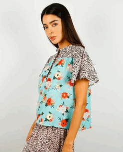 Primrose Park Dani Blooms Blue Leo Blouse