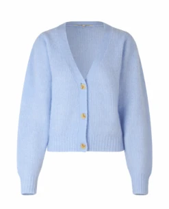Second Female Brooky Brunnera Blue Knit Puff Cardigan