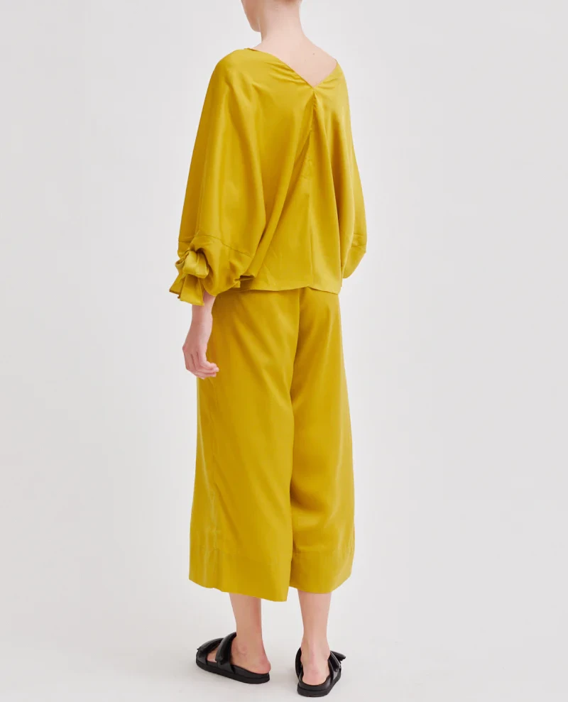 Second Female Mingai Golden Olive Cropped Trousers - Image 2