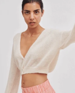 Second Female Perla Ivory Cream Knit Cardigan