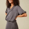 Yaya Magnet Grey Blouson Top