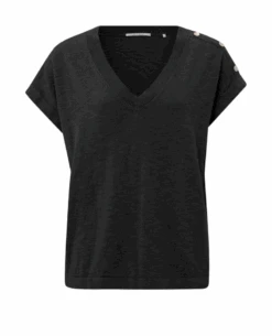 Yaya Beauty Black Button Sweater