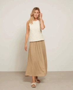 Yaya Wool White Textured Knitted Tanktop