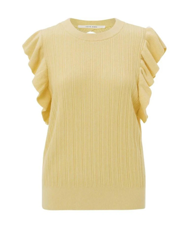 Yaya Sunlight Yellow Ruffle Sleeve Sweater - Image 2