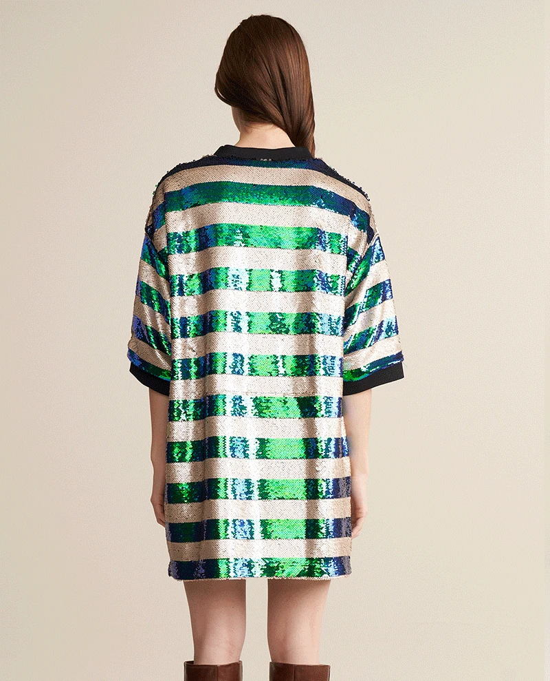 Bellerose Halley Stripe Sequin Mini Dress - Image 3