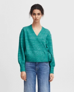 Ichi Olene Cadmium Green Cardigan