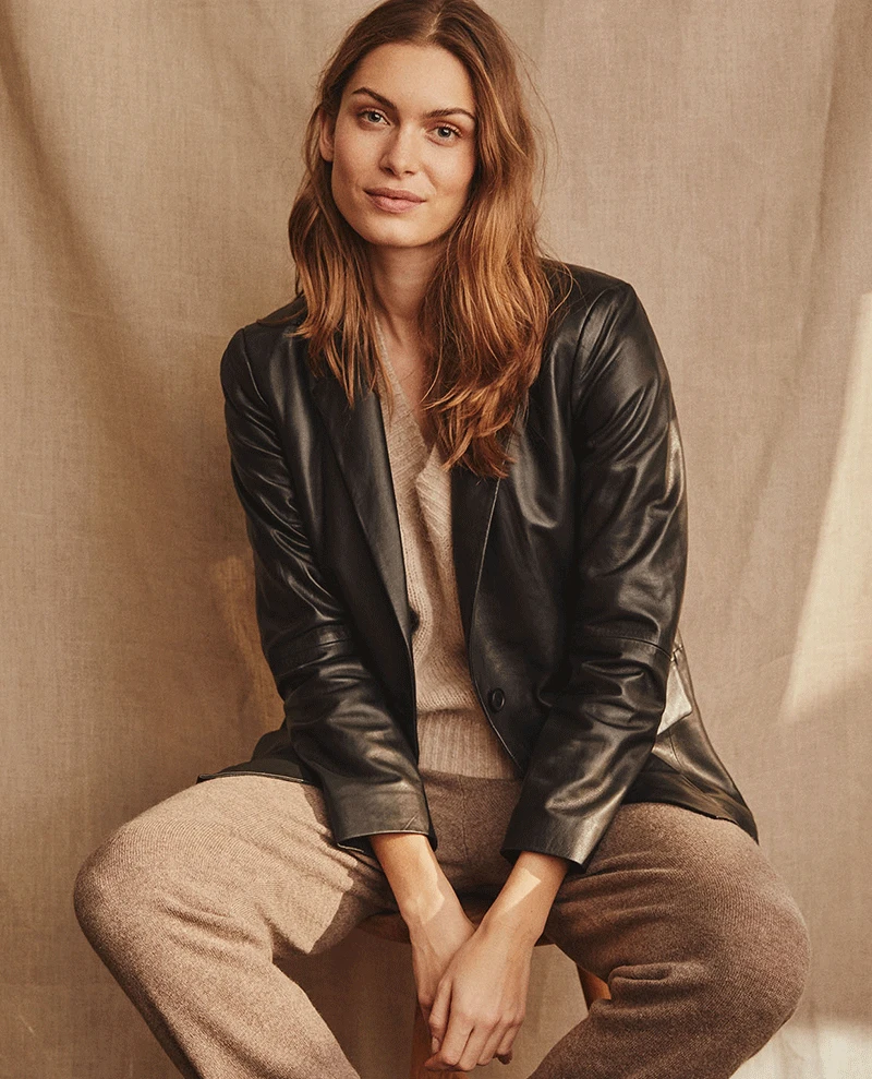 Part Two Kristie Black Leather Blazer - Image 2