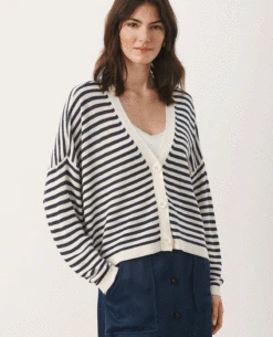 Part Two Bessie Navy Stripe Cardigan