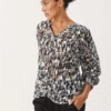Part Two Tennie Texture Print Silver Blouse