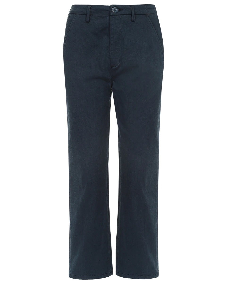 Reiko Sandy Navy High Waist Chino Trousers