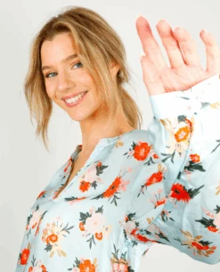 Primrose Park Sandy Open Blooms Blue Shirt